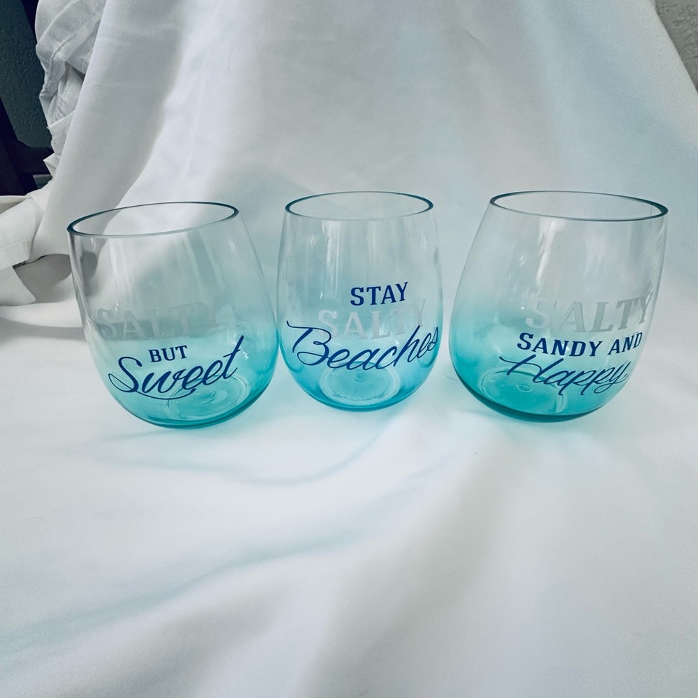 Willow Tree Aqua Stemless Wine Glasses